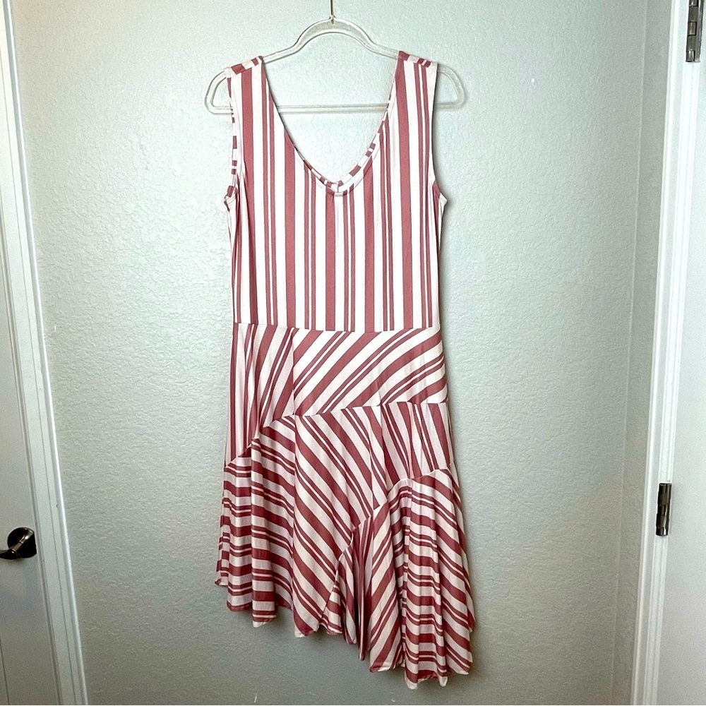JOYFOLIE MIA JOY Striped Pinky Red and White Women's Dress Size L